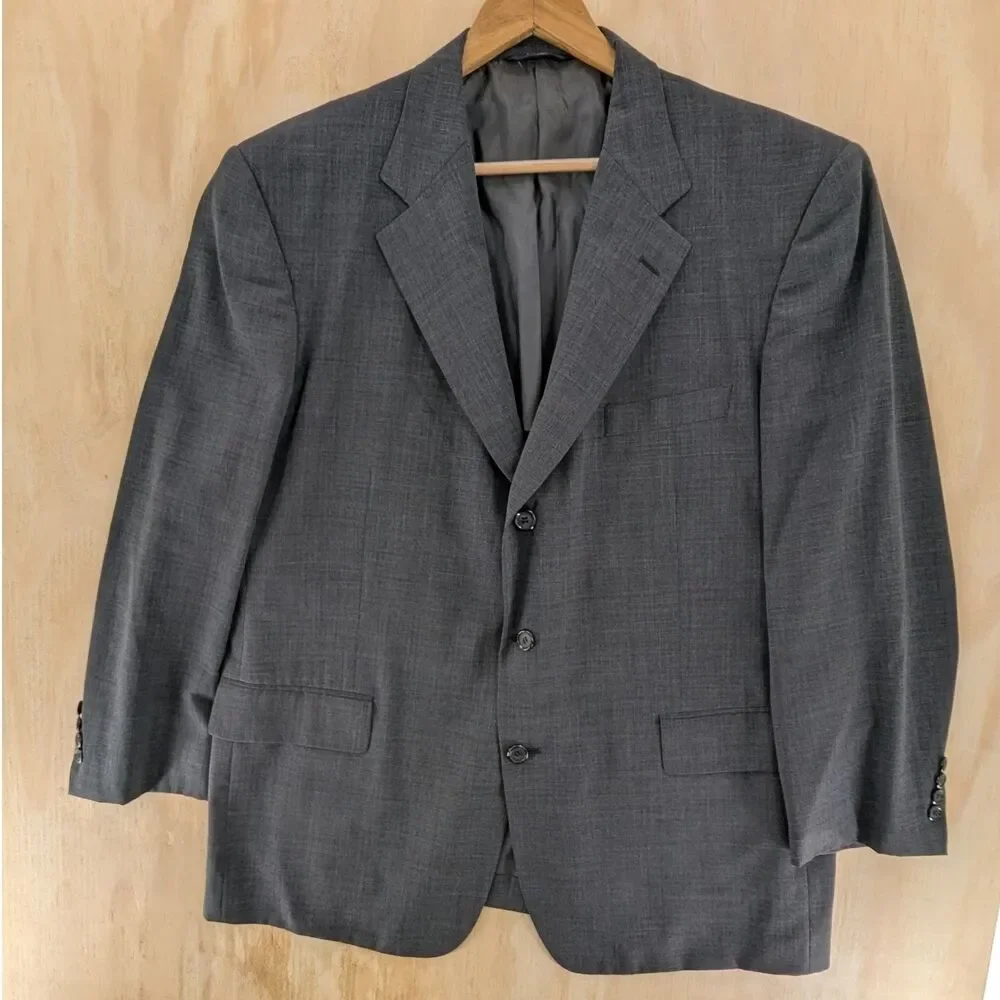 Brooks Brothers Brooks Cool 46R Sport Coat Blazer Jacket Gray Partly Lined EUC